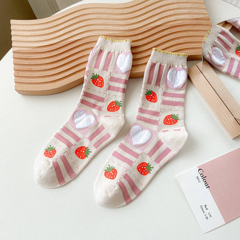 Strawberry Heart Sock