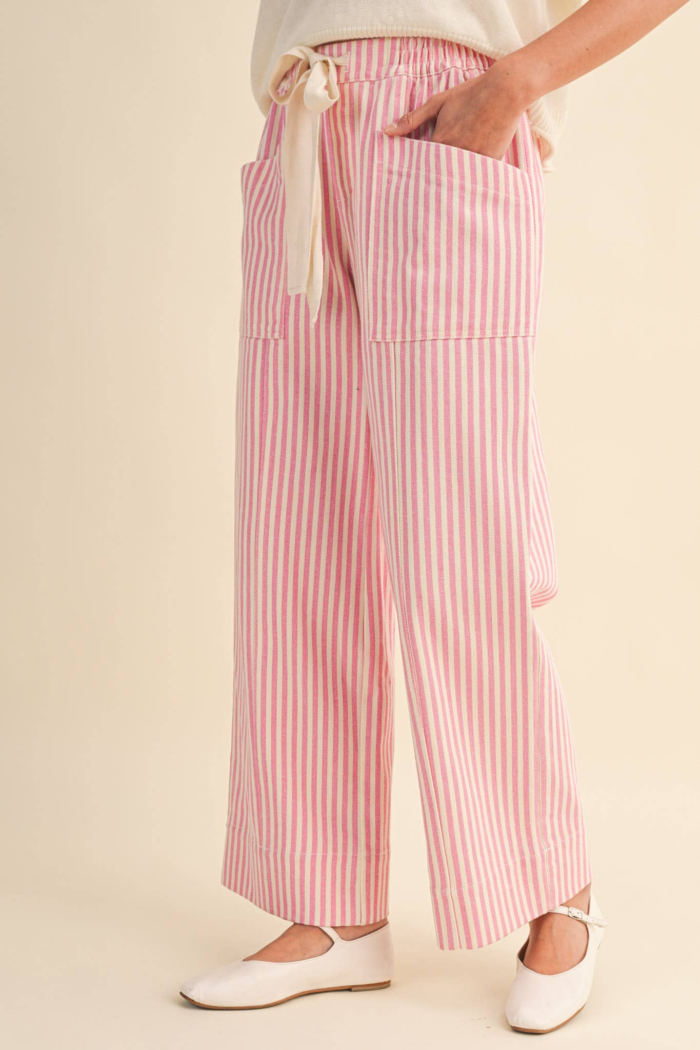 Pink Stripe Wide Leg Pants - FINAL SALE