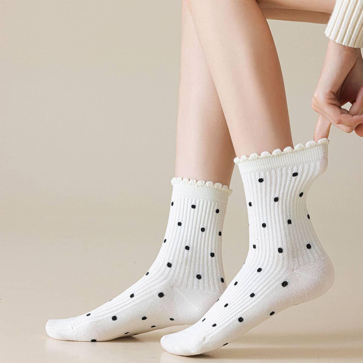 White Polka Dot Socks