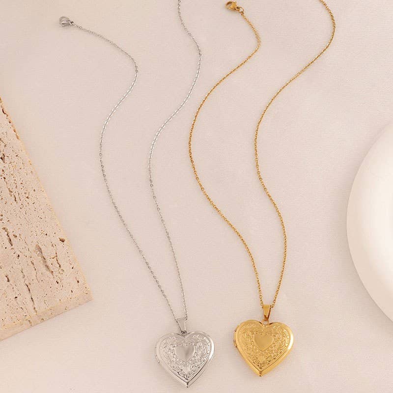 Gold Heart Locket Necklace