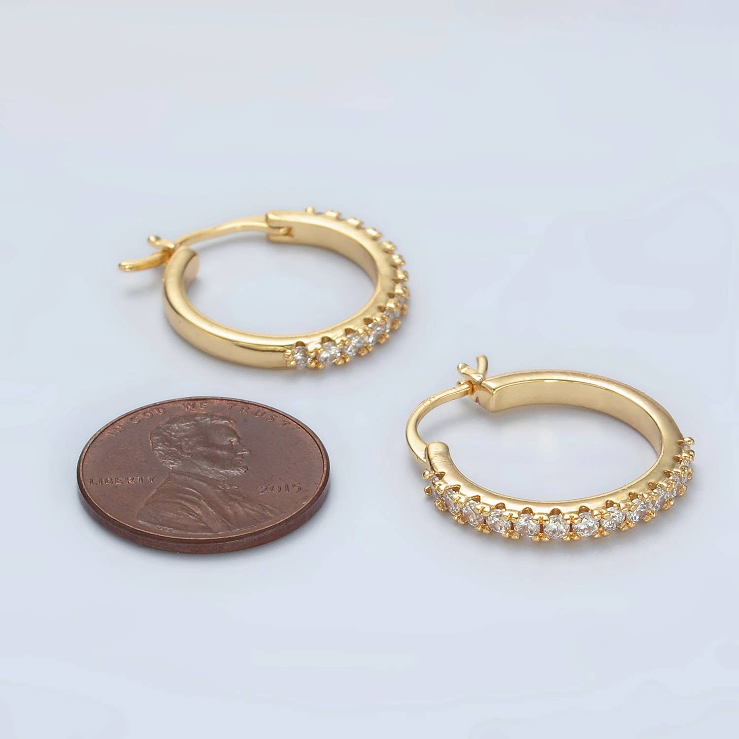 24K Gold Filled Micro Paved Latch Hoops