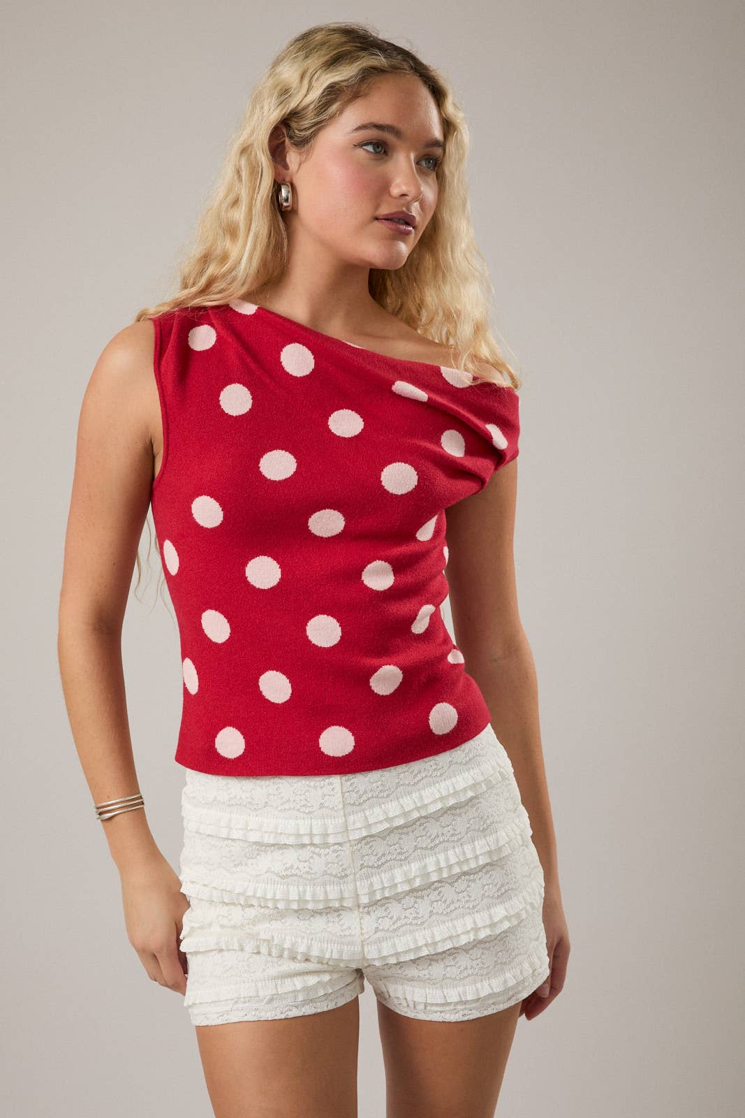 Red Polka Dot Sweater Top