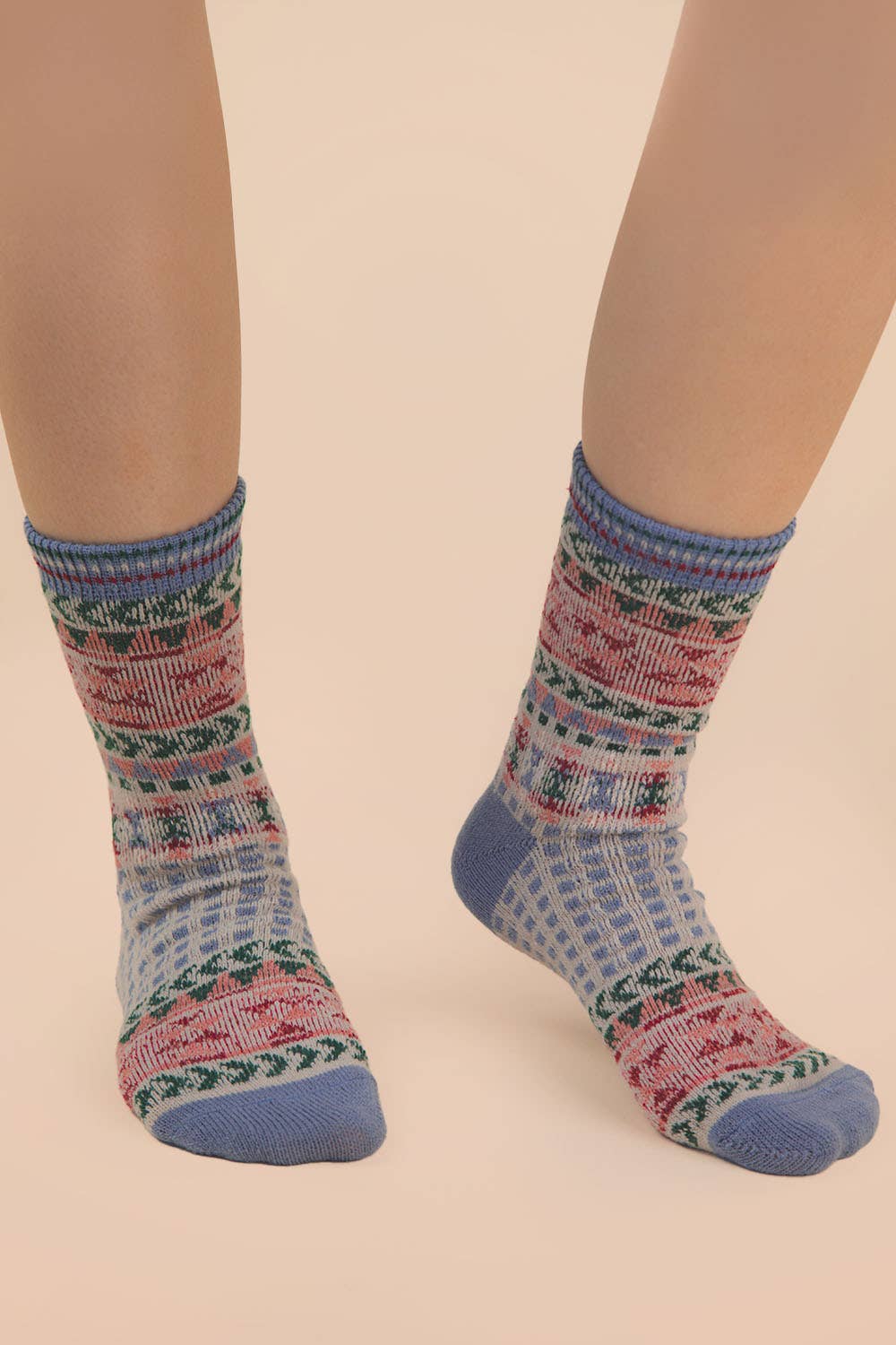 Gray Geometric Graphic Crew Socks