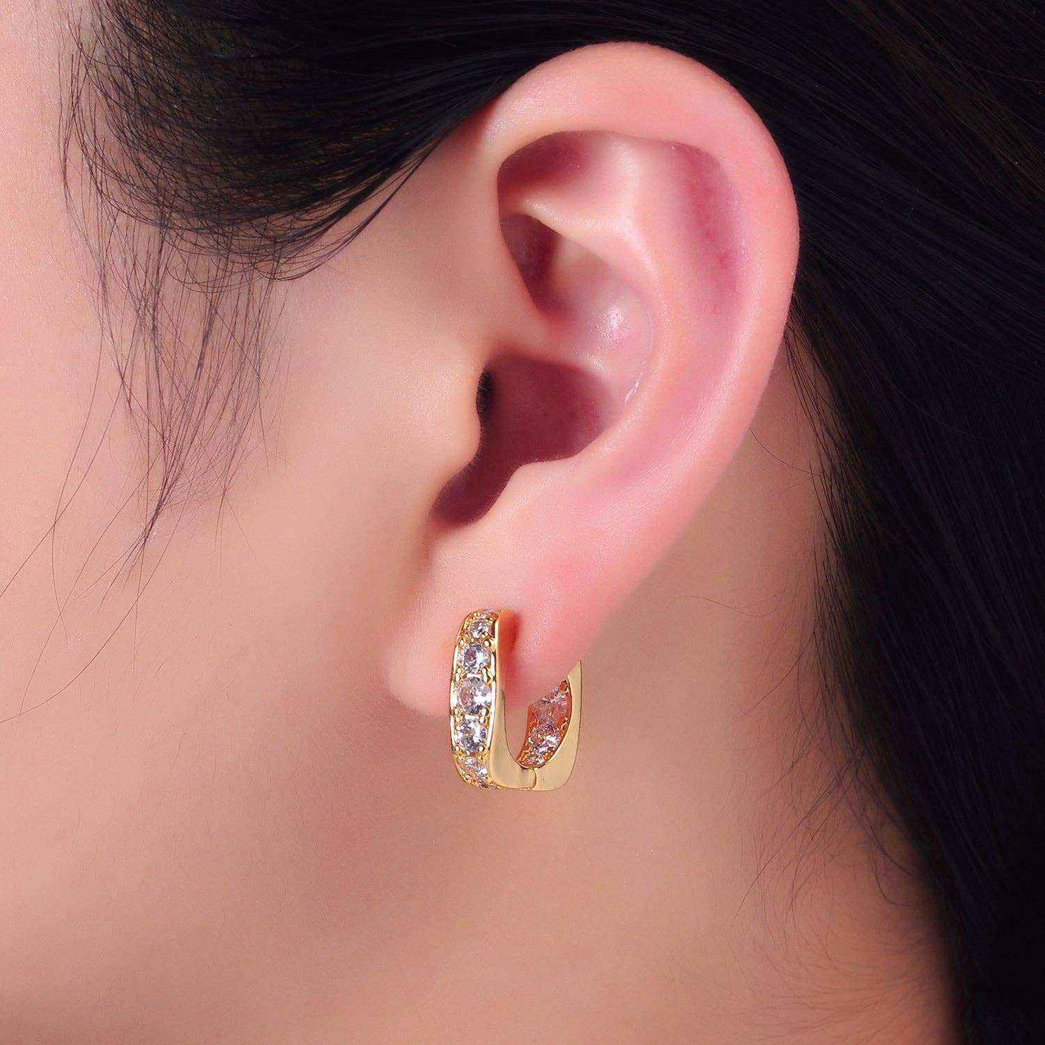 Gold Filled Square Huggie Earrings