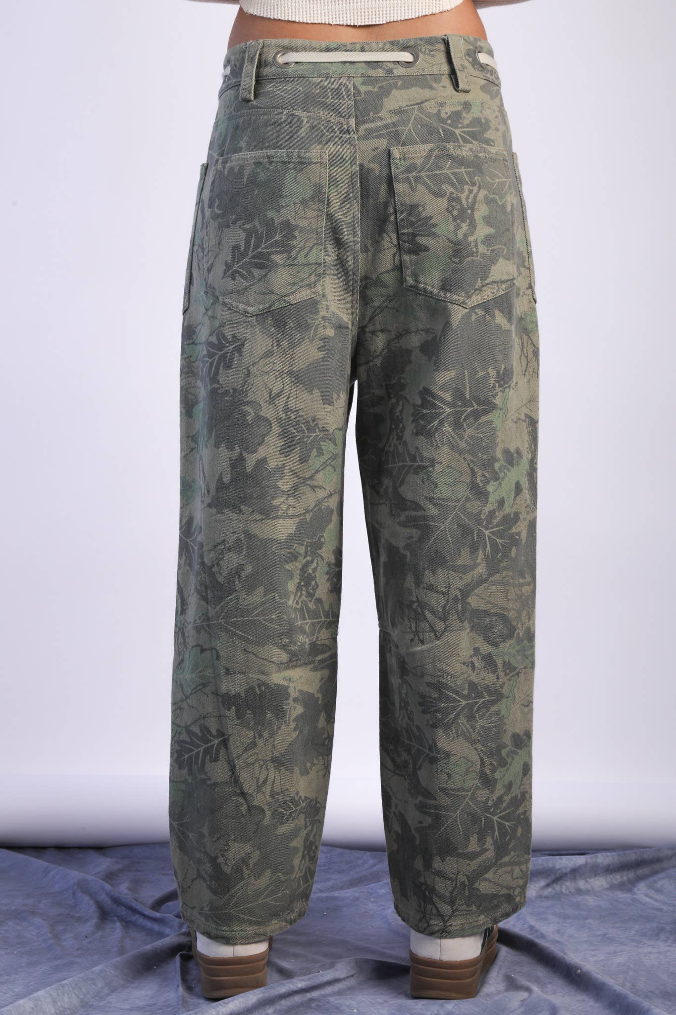 Camo Printed Barrel Pants