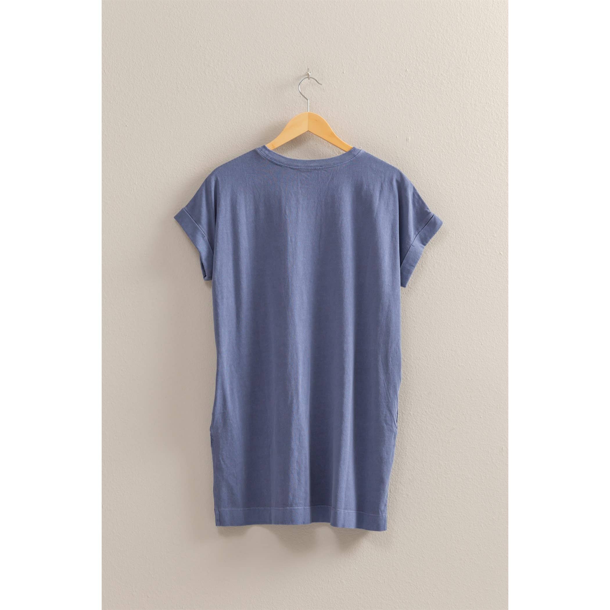 Dusty Indigo T-Shirt Mini Dress - FINAL SALE