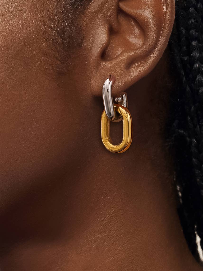 18K Non-Tarnish Double Chain Earring