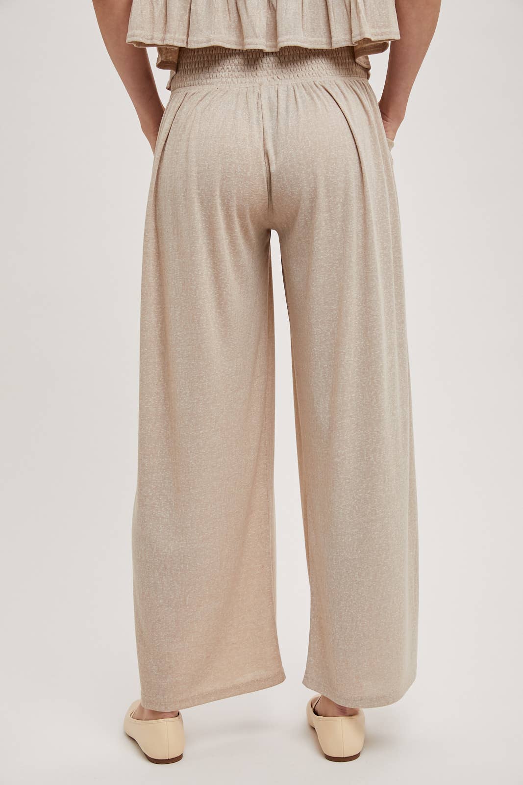 Beige Wide Leg Pants