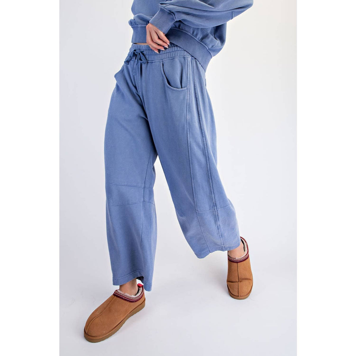 Blue Mineral Washed Barrel Pants