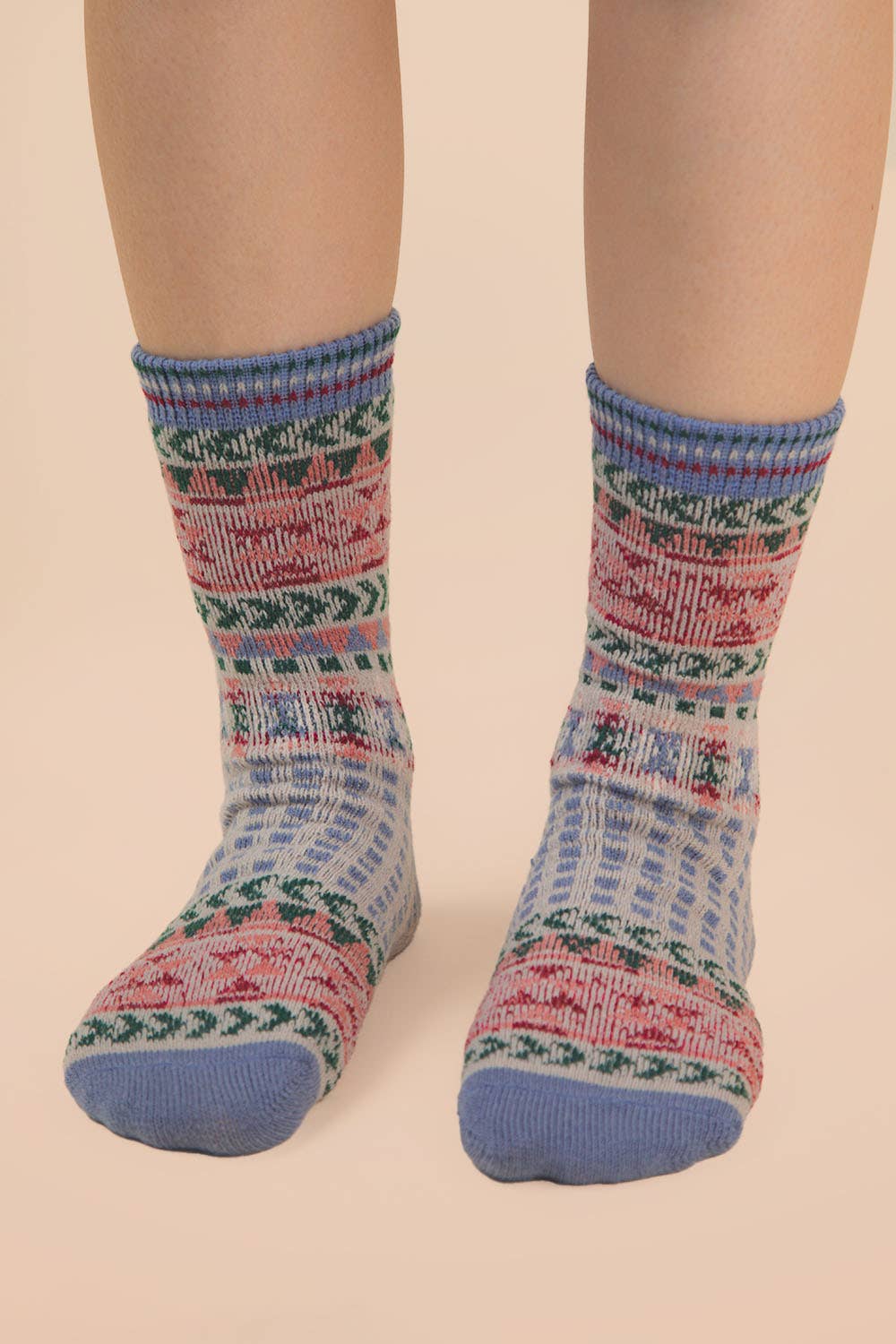 Gray Geometric Graphic Crew Socks