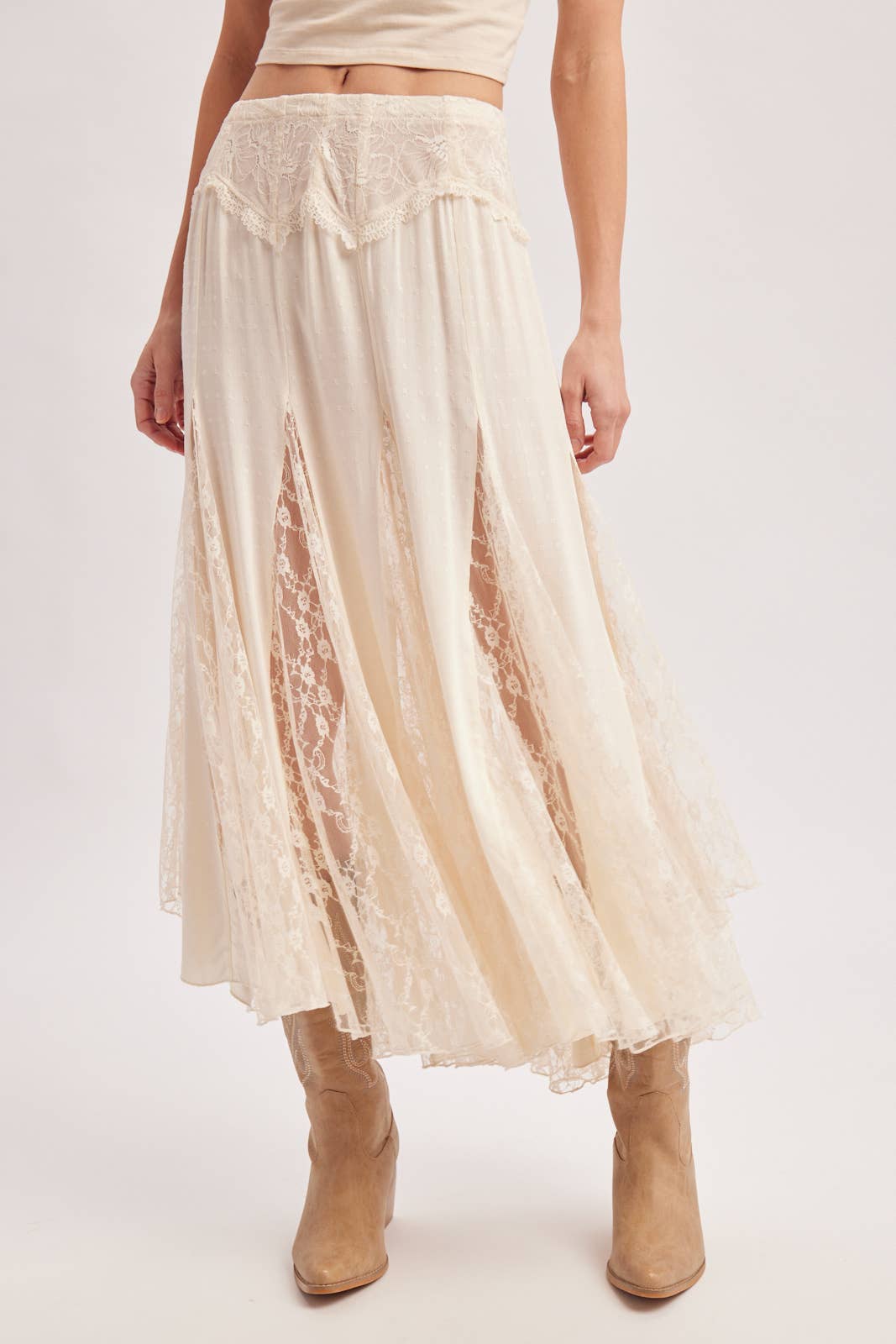Cream Lace Maxi Skirt
