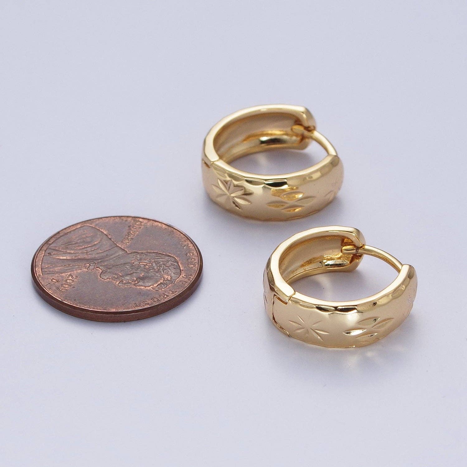 Gold Earrings with Textured North Star