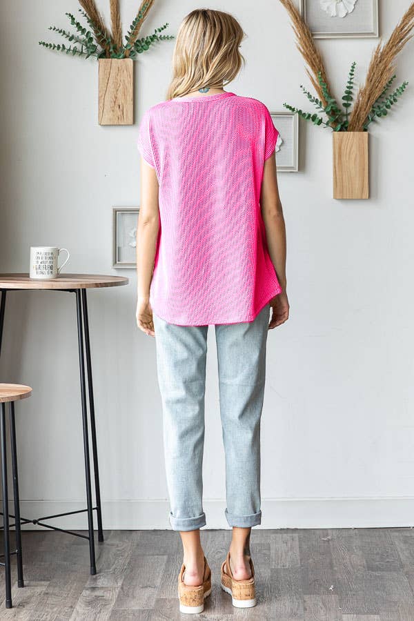 Green Ribbed Knit Top
