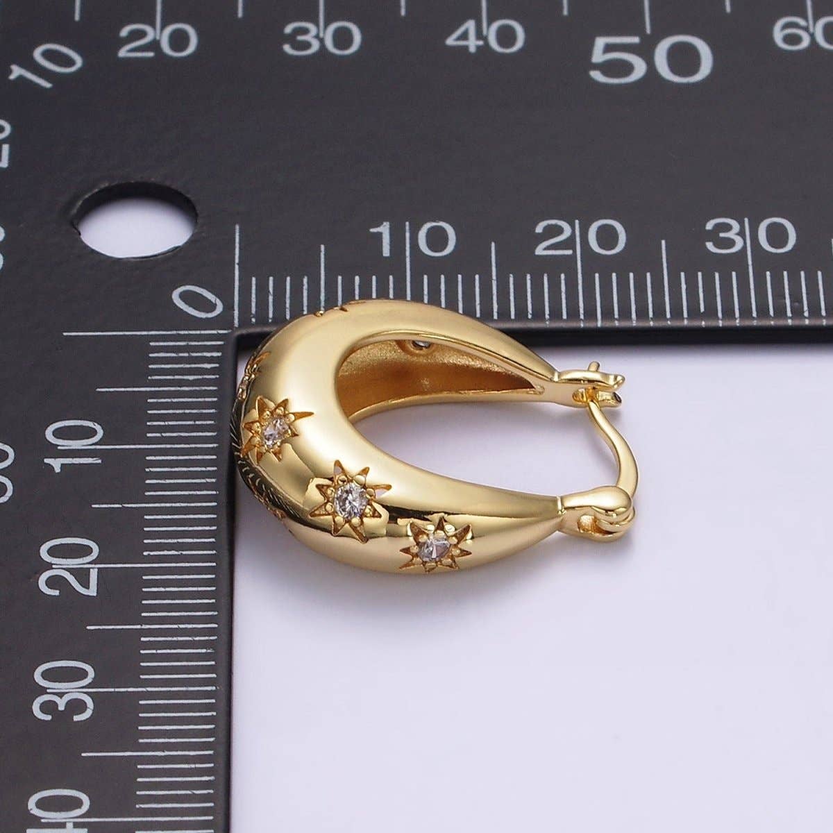 Gold Filled Celestial Stars Latch Hoop Earrings