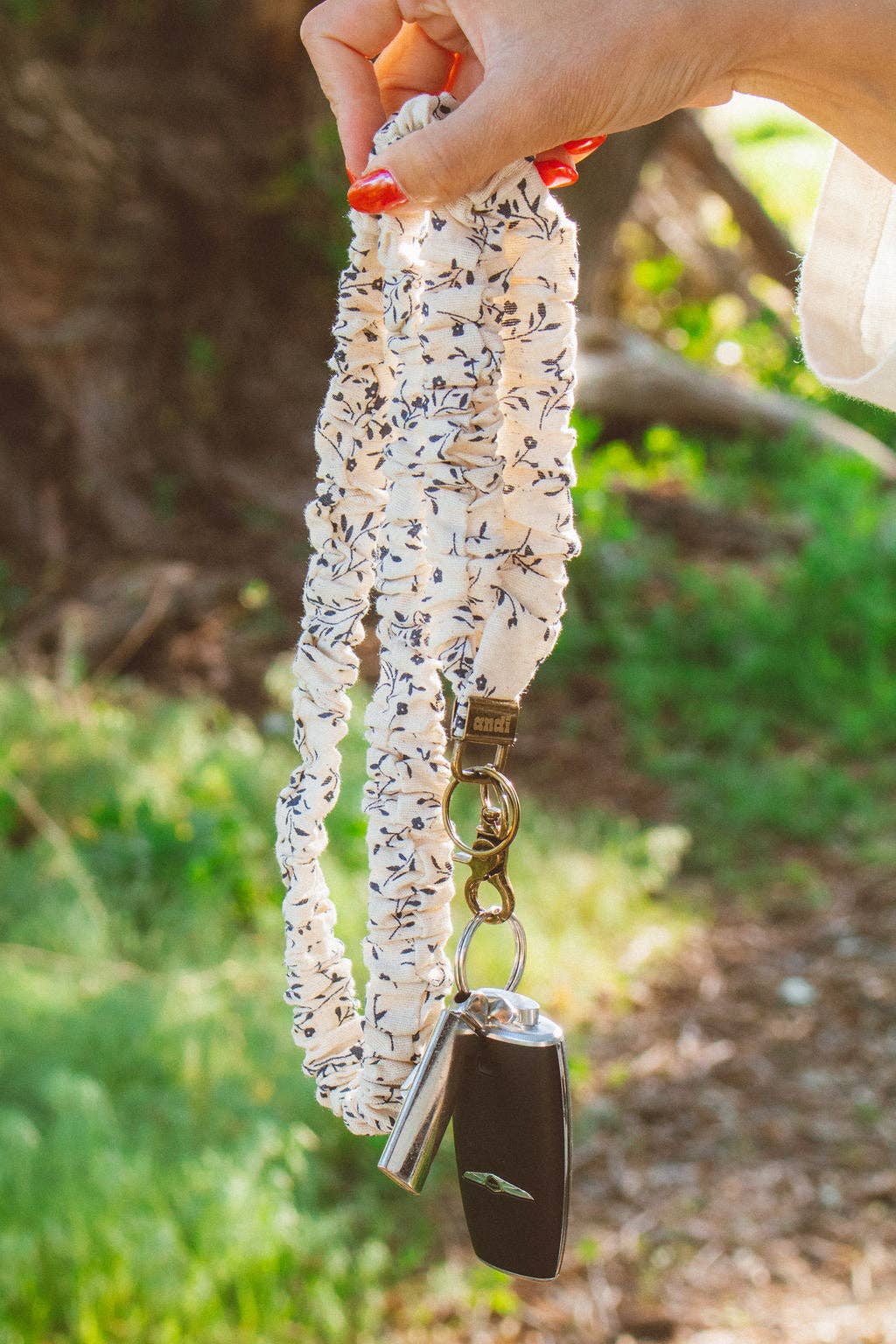 Navy Floral Lanyard