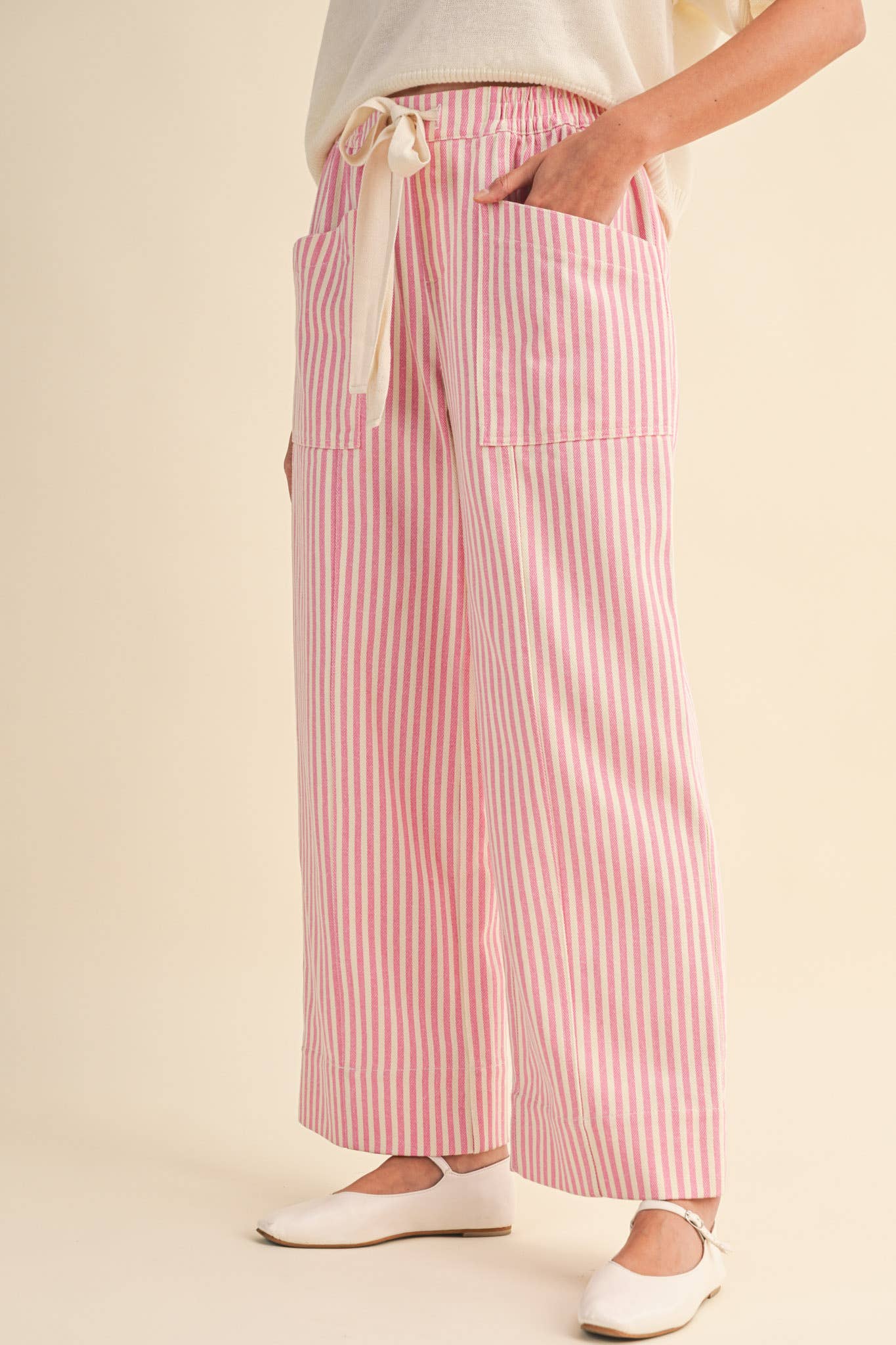 Pink Stripe Wide Leg Pants - FINAL SALE