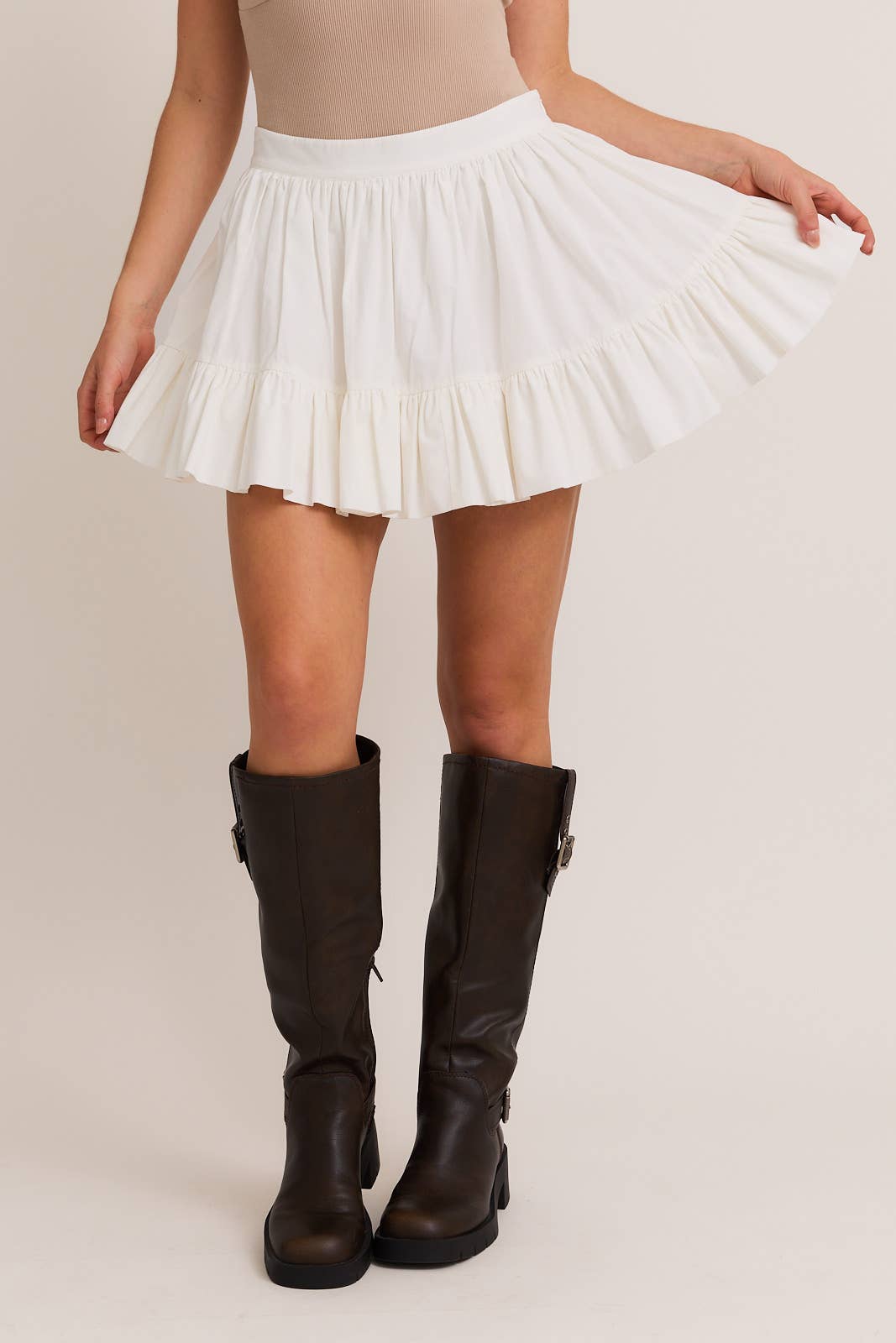 White Bubble Hem Skirt