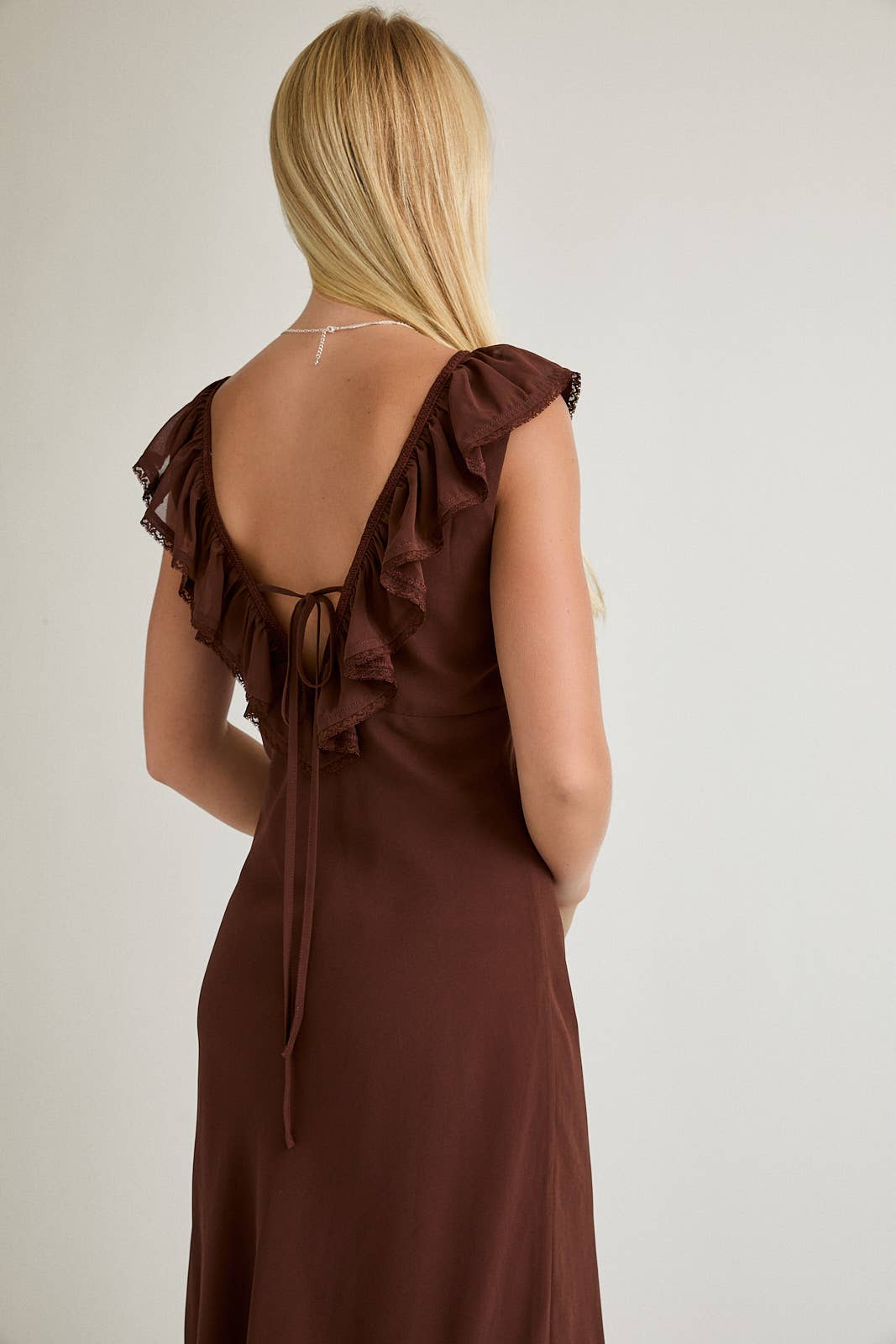 Brown Ruffled Maxi Dress - FINAL SALE