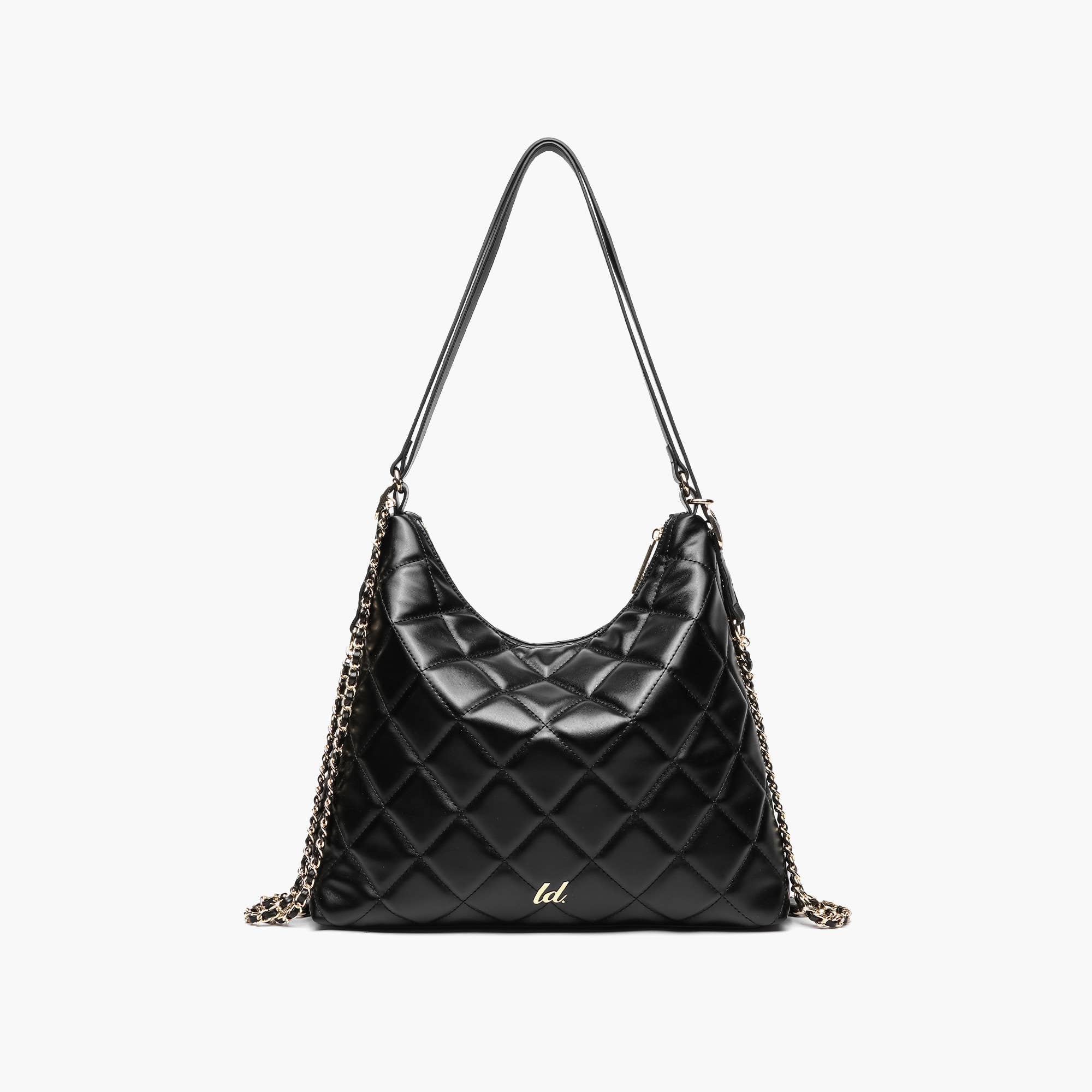 Black Quilted Shoulder Bag & Backpack