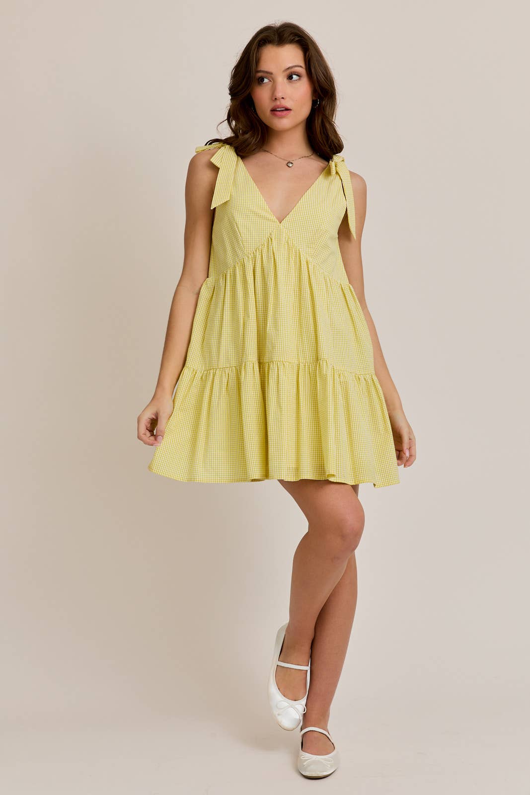 Yellow Gingham Mini Dress