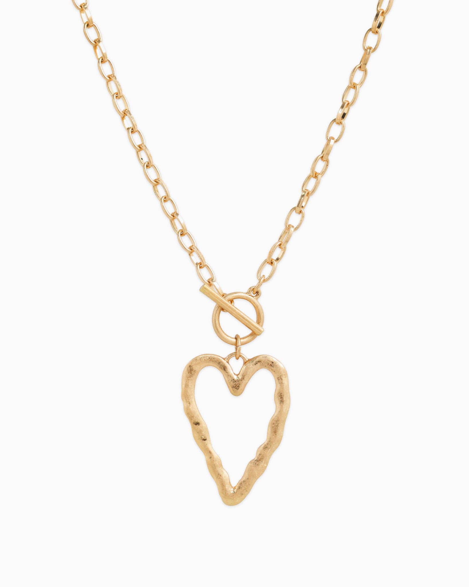 Large Hammered Heart Toggle Necklace