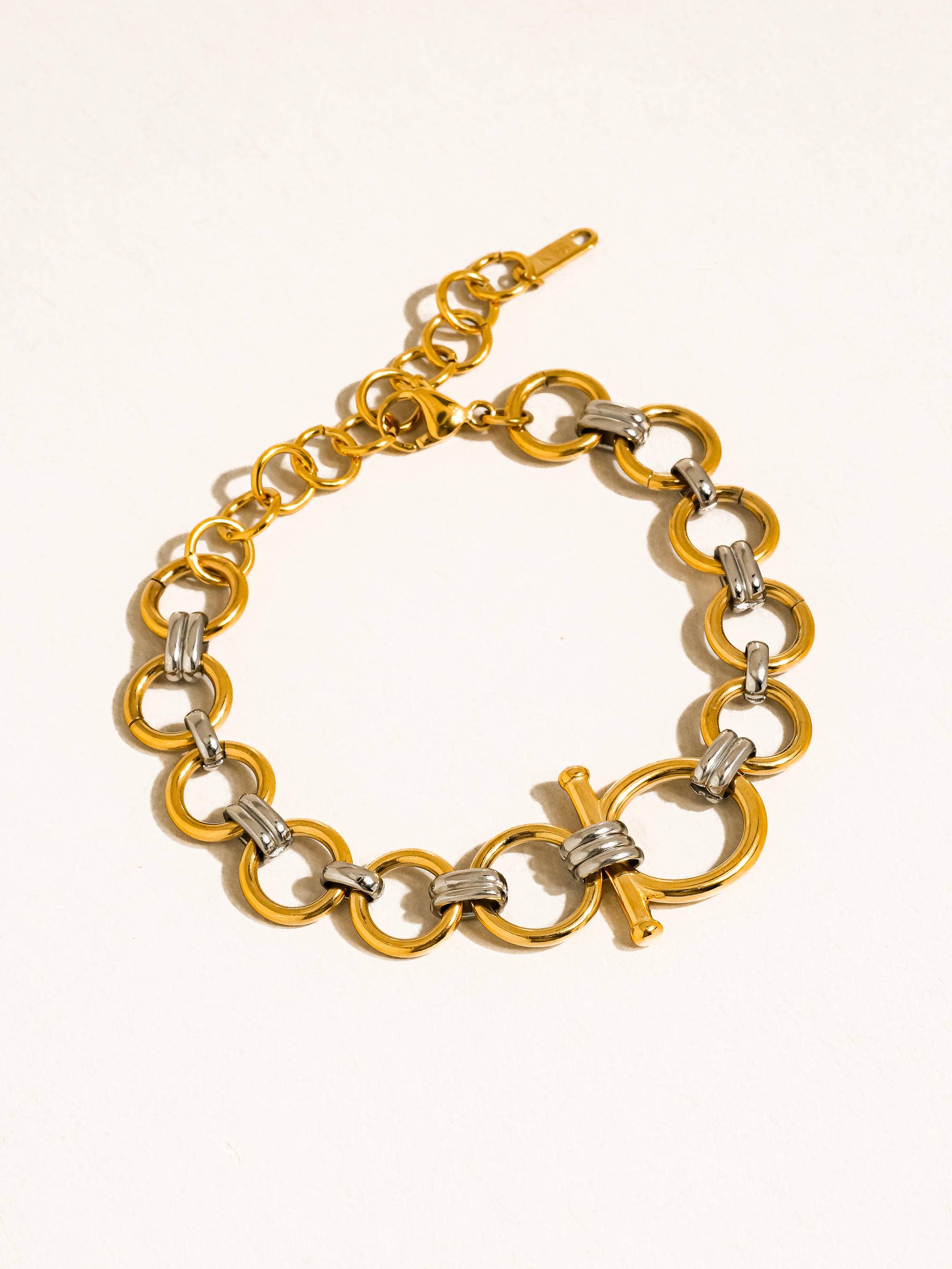 18K Gold Non-Tarnish Two-Tone Link Bracelet