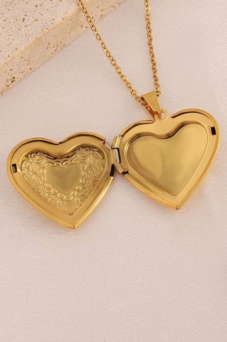 Gold Heart Locket Necklace