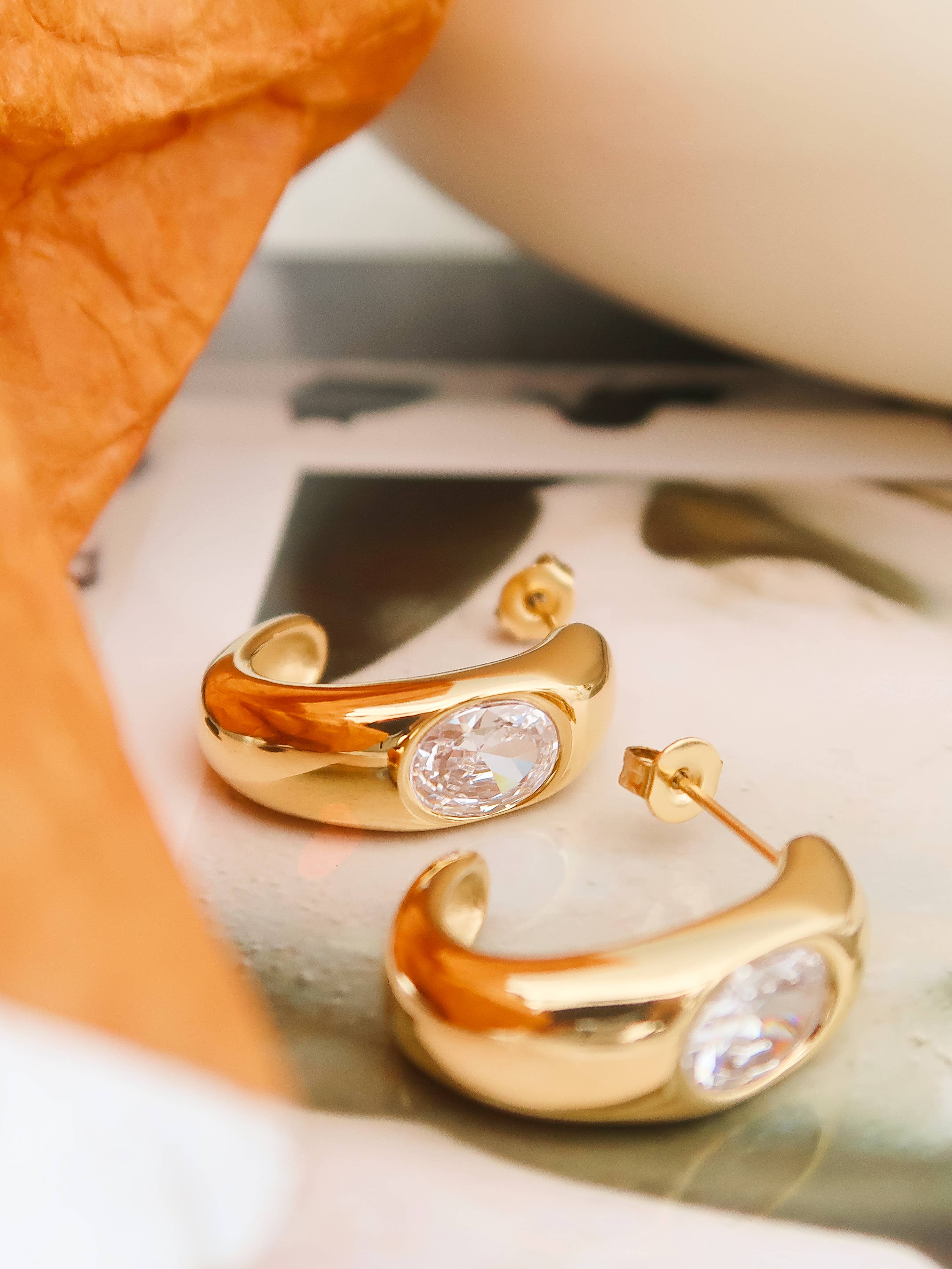 18K Gold Non-Tarnish Classic C Hoop Earring