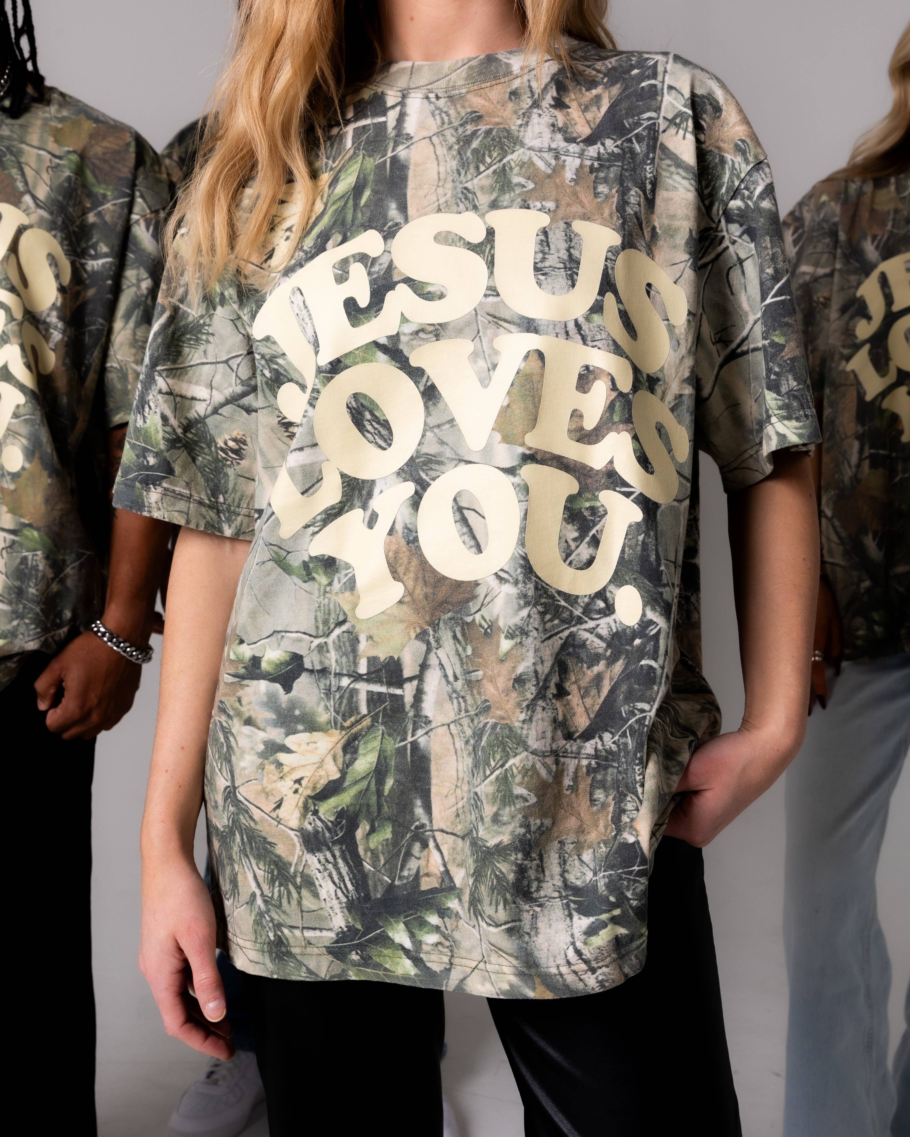 Jesus Loves you Heavyweight Camo Tee