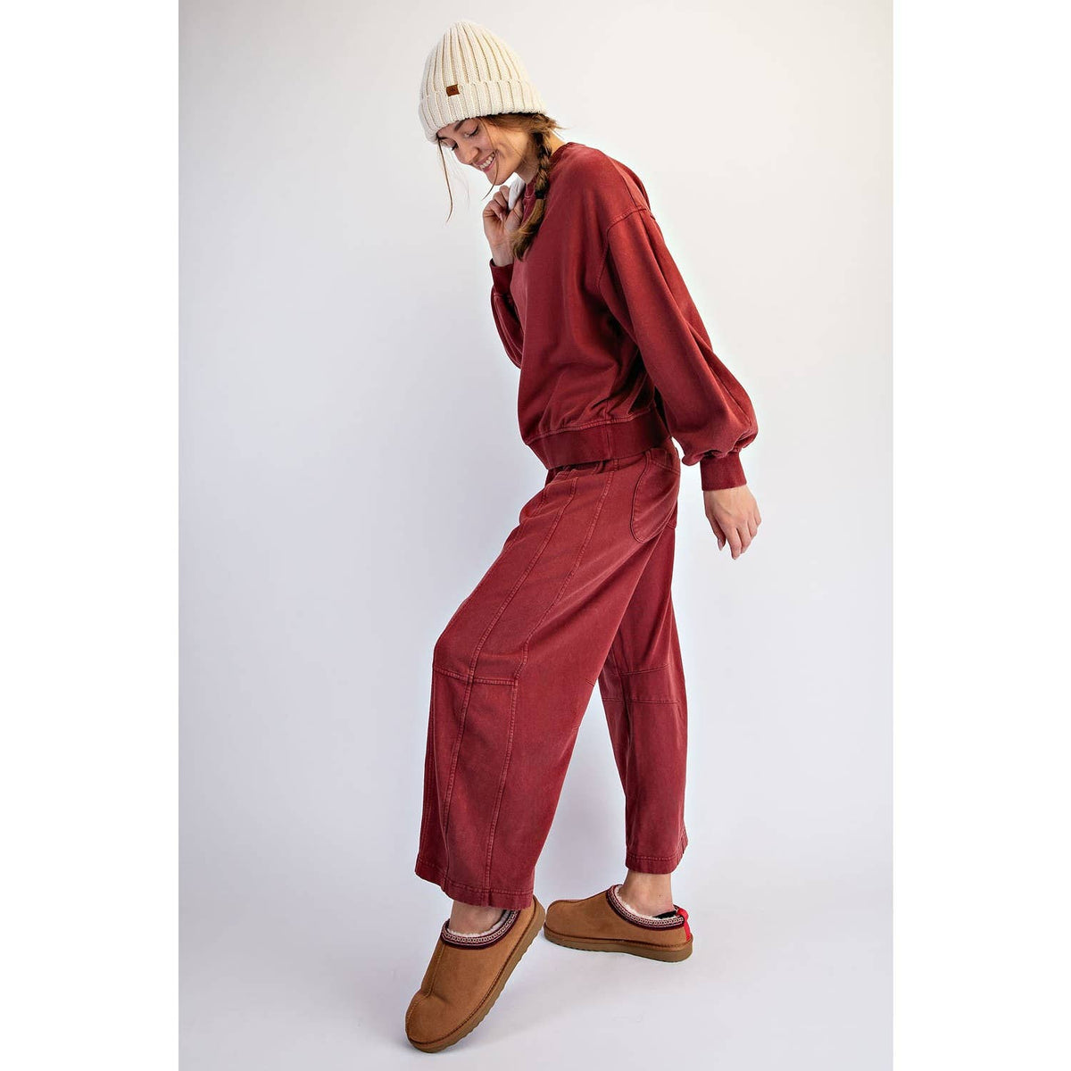 Crimson Mineral Washed Pullover