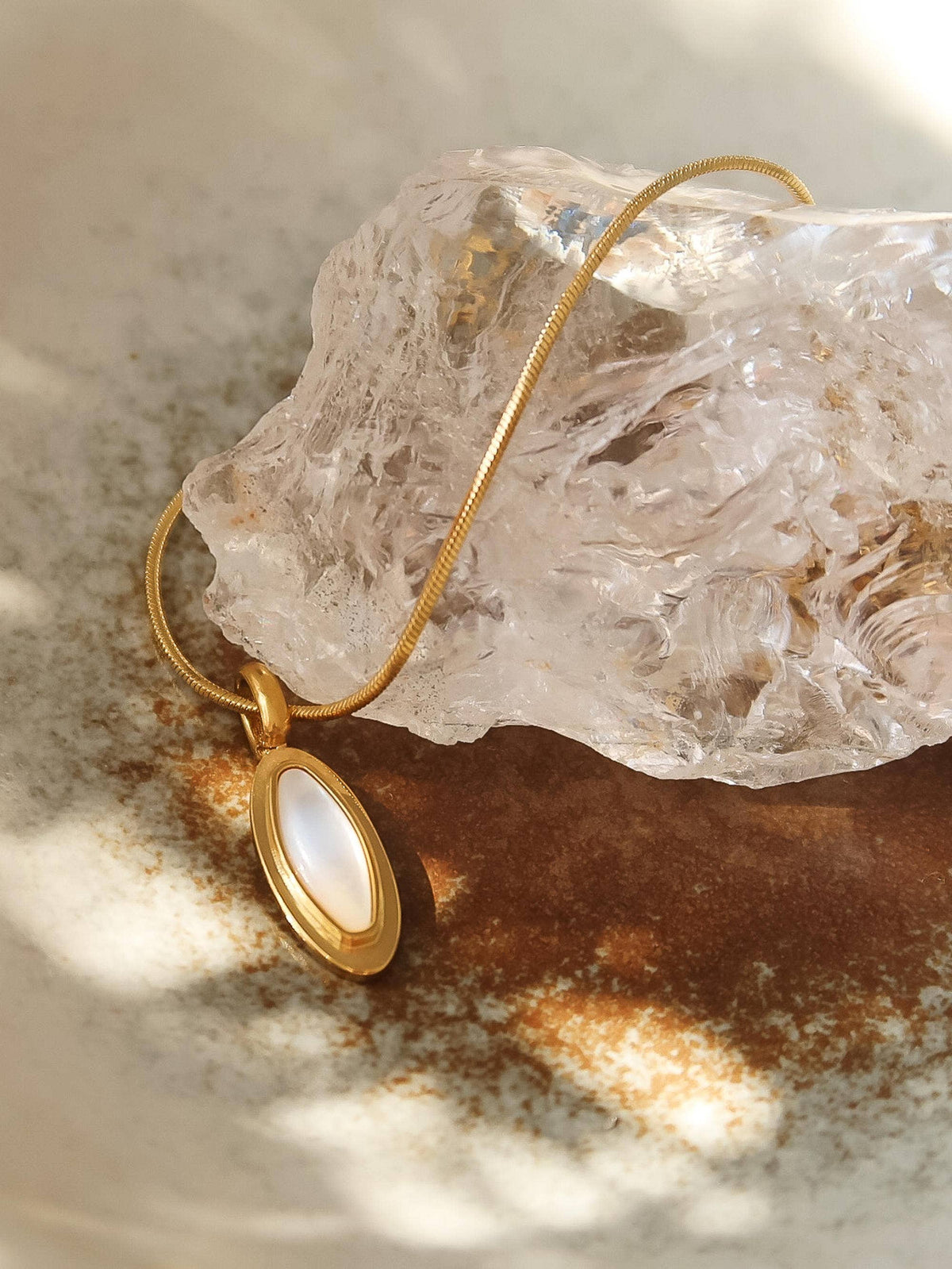Gold Amulet Non-Tarnish Shell Necklace