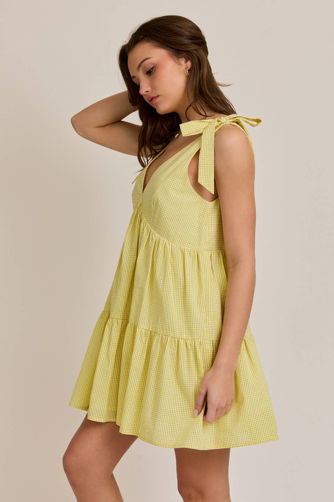 Yellow Gingham Mini Dress