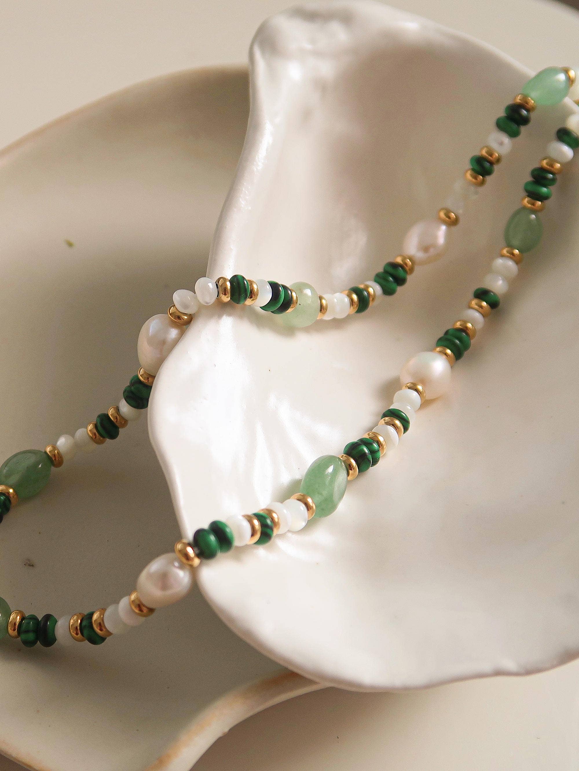 Green Non Tarnish Bead Necklace
