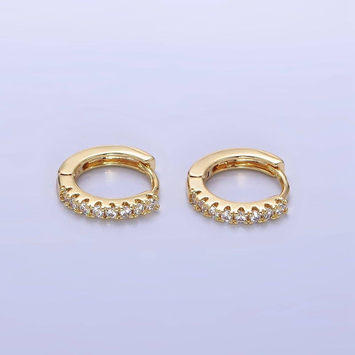 Gold Filled Micro Paved Huggie Earrings