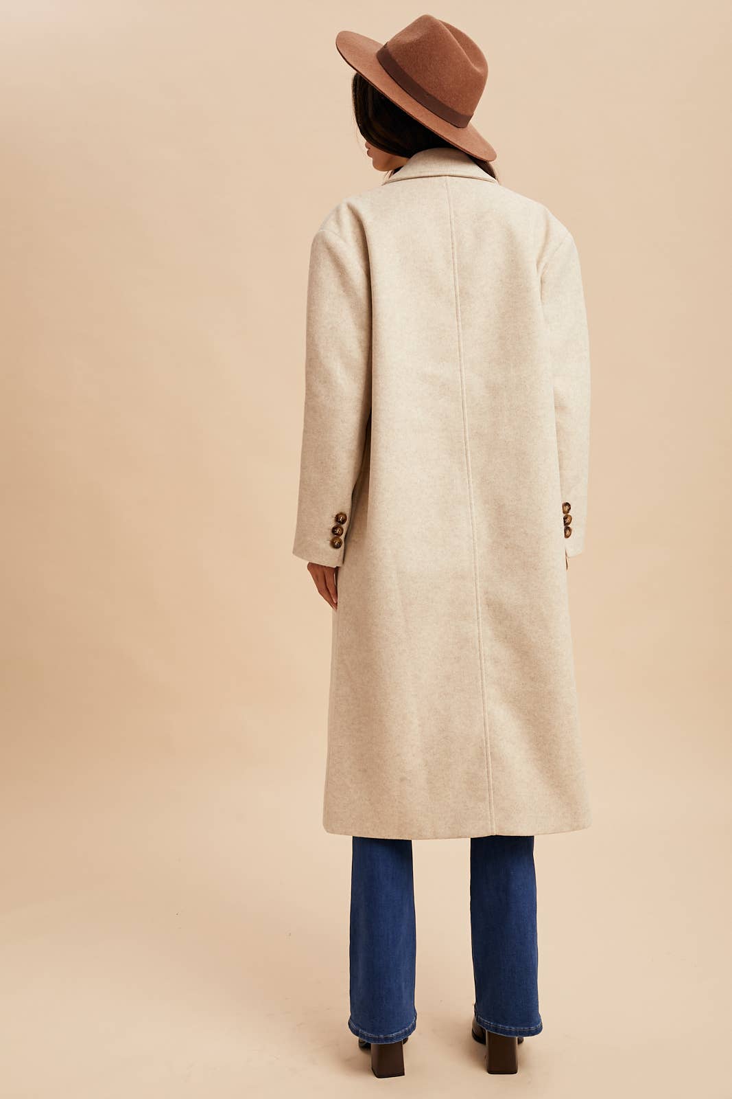 FELTED DOUBLE BREASTED LAPEL DUSTER COAT