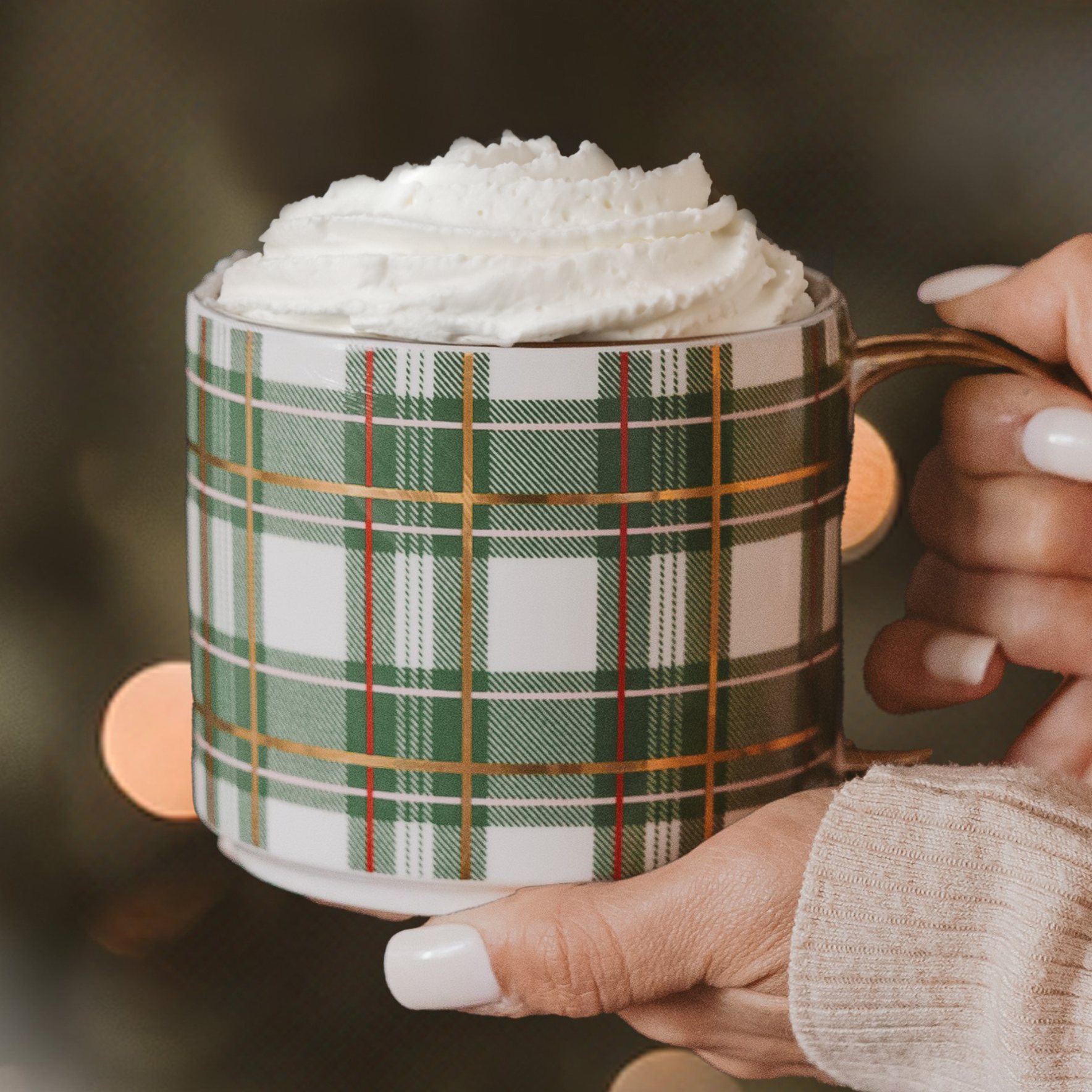 Green Plaid Coffee Mug - FINAL SALE