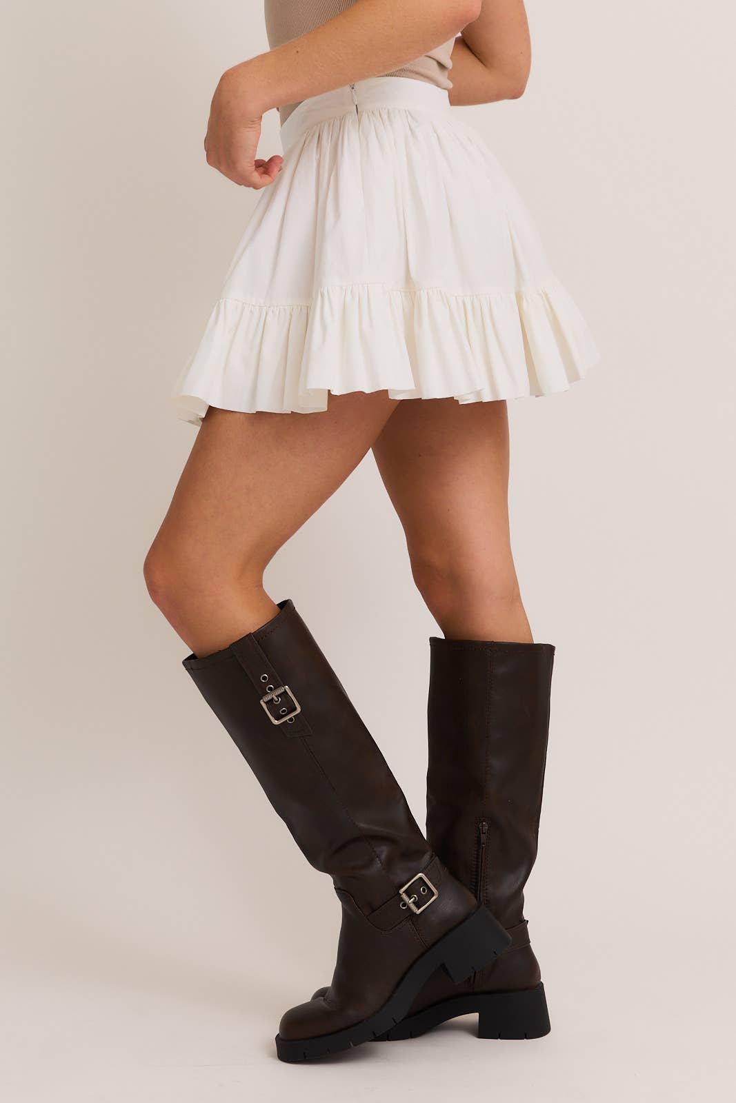 White Bubble Hem Skirt