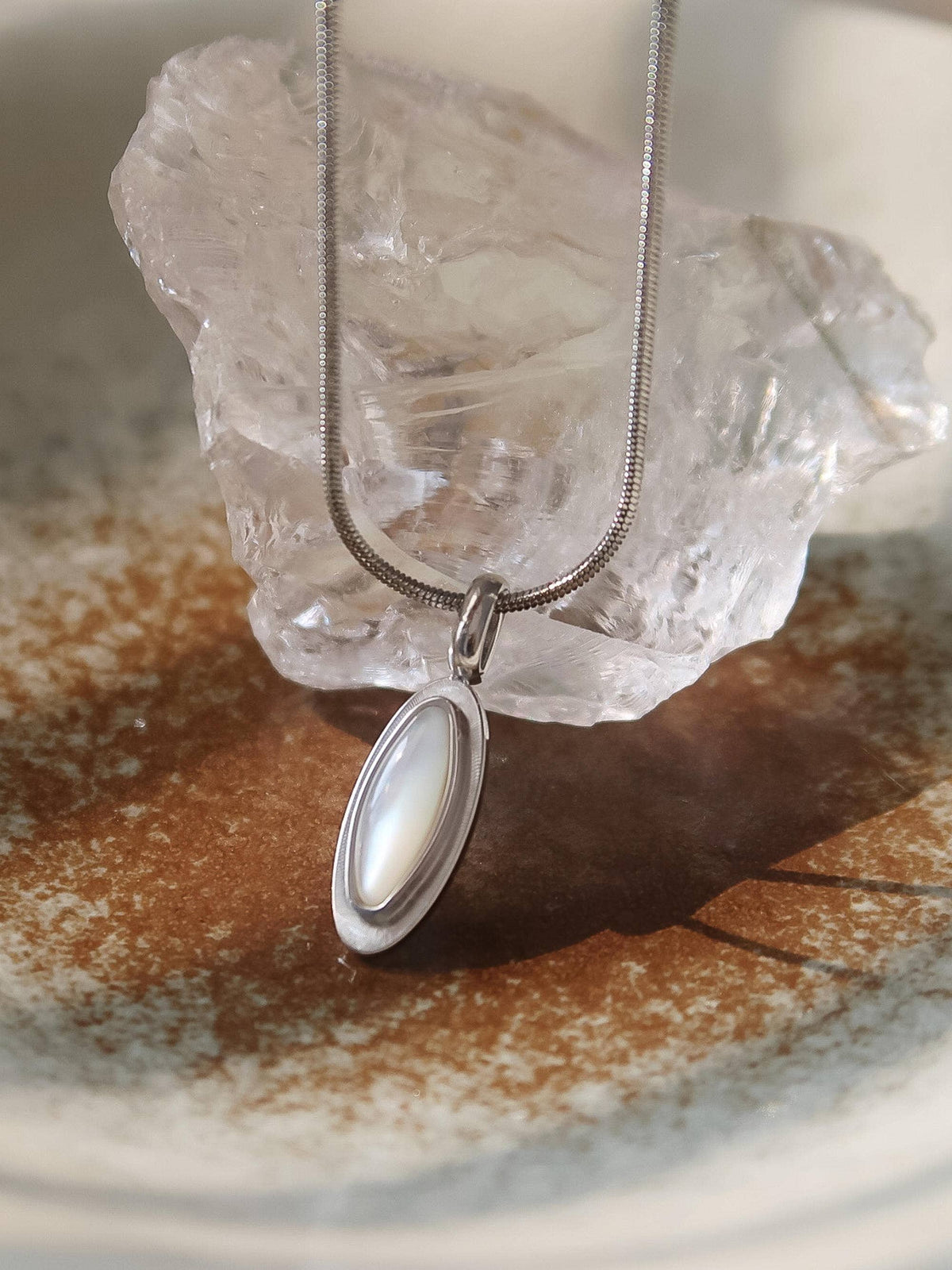 Silver Amulet Non-Tarnish Shell Necklace