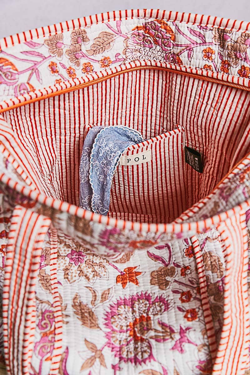 Ivory Quilted Tote Bag: