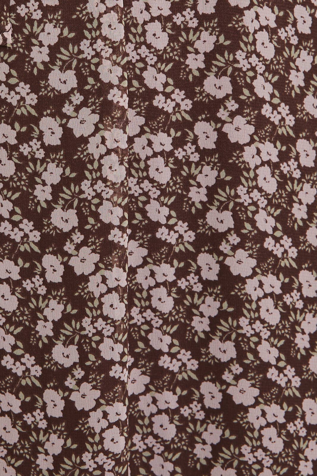 Mocha Ditsy Floral Flare Hem Dress