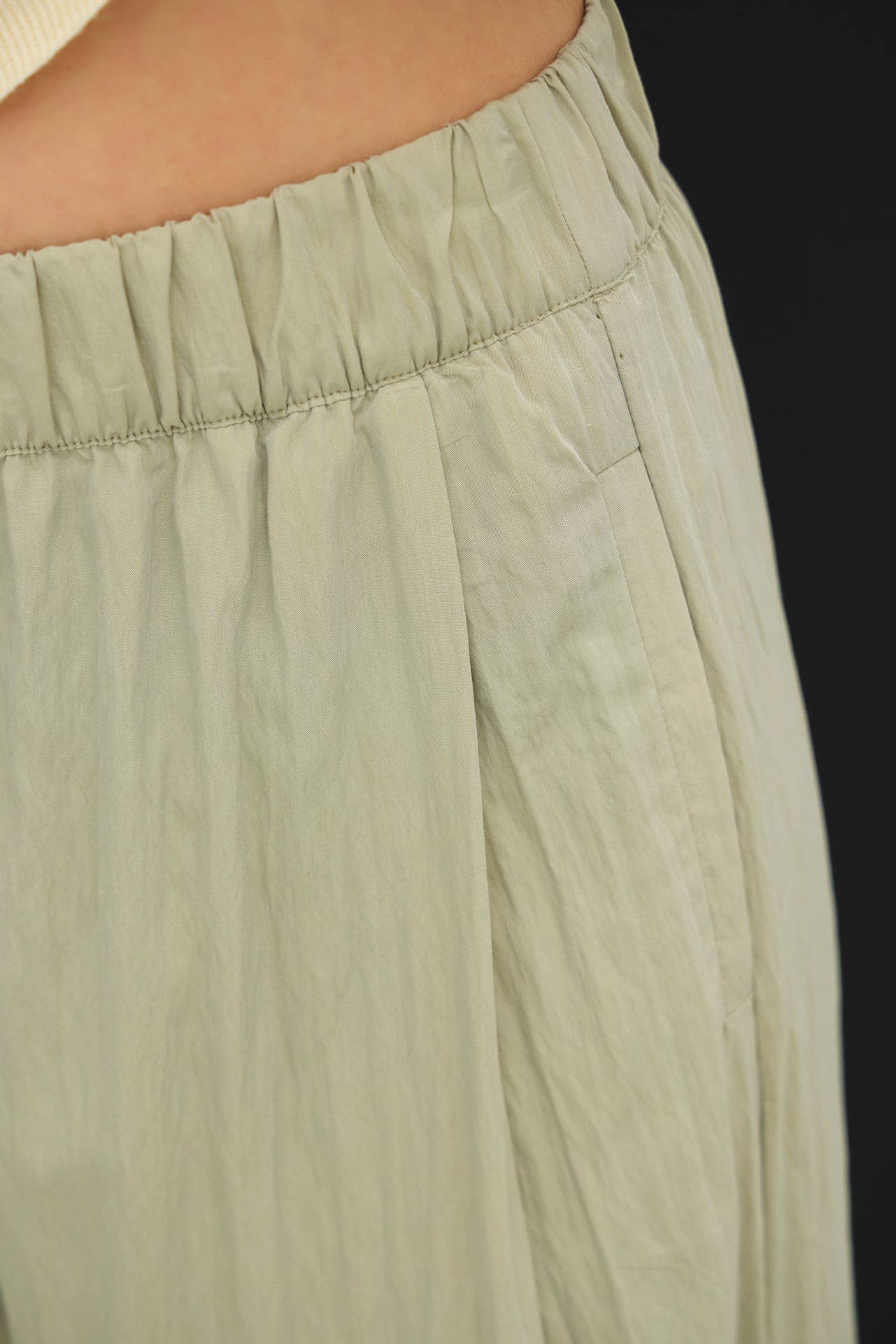 Sage Crinkled Wide Leg Pants