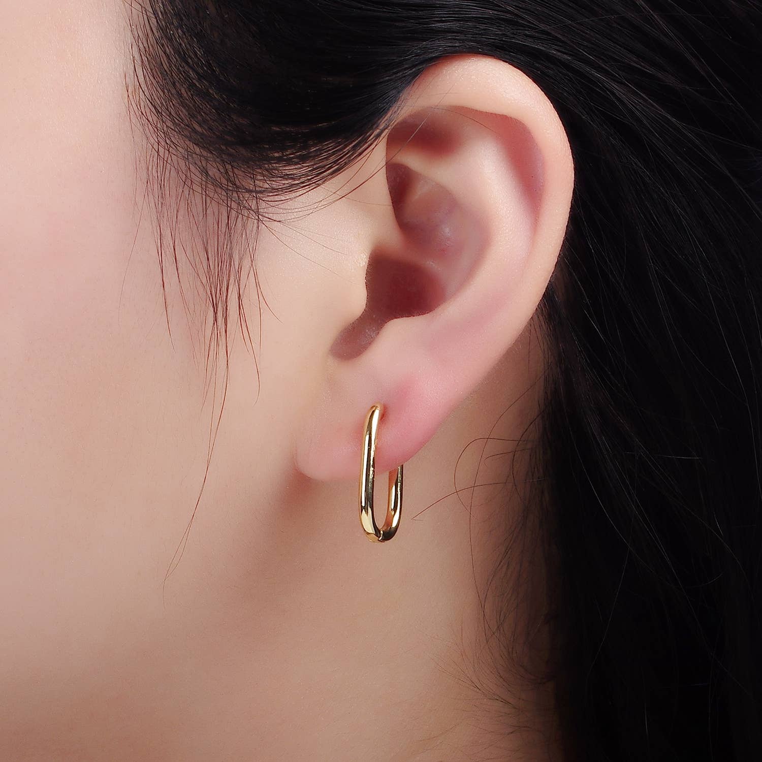 Gold Filled Minimalist Oblong Hoop Earrings