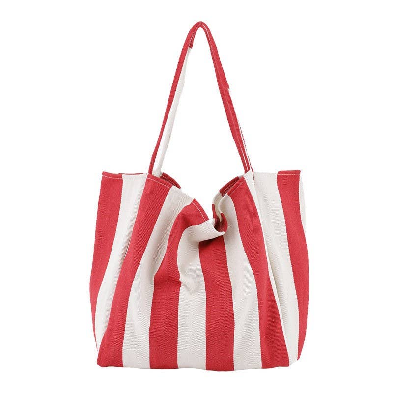 Tan Stipe Tote Bag