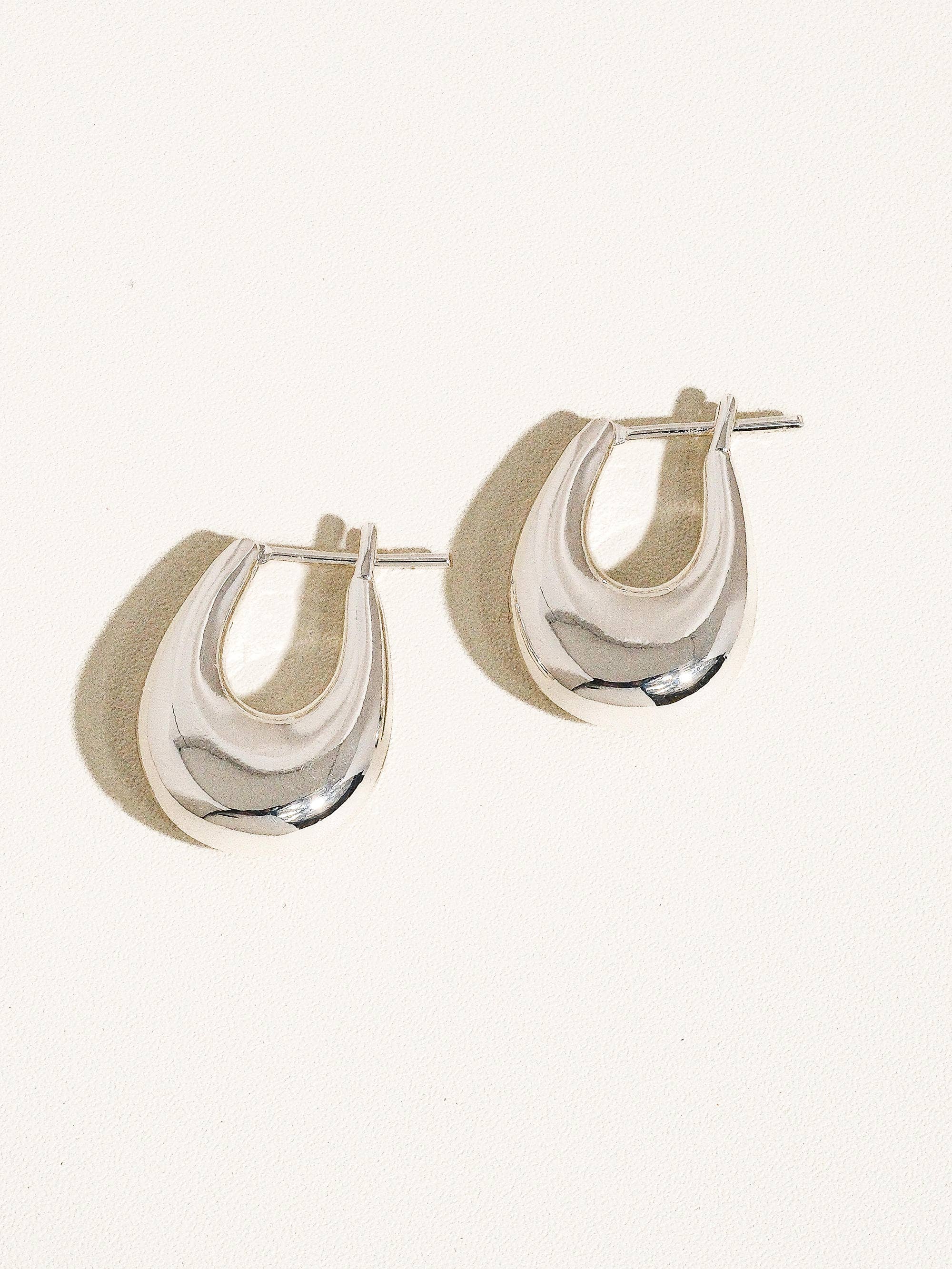 Silver 18K Classic Droplet Hoop Earring