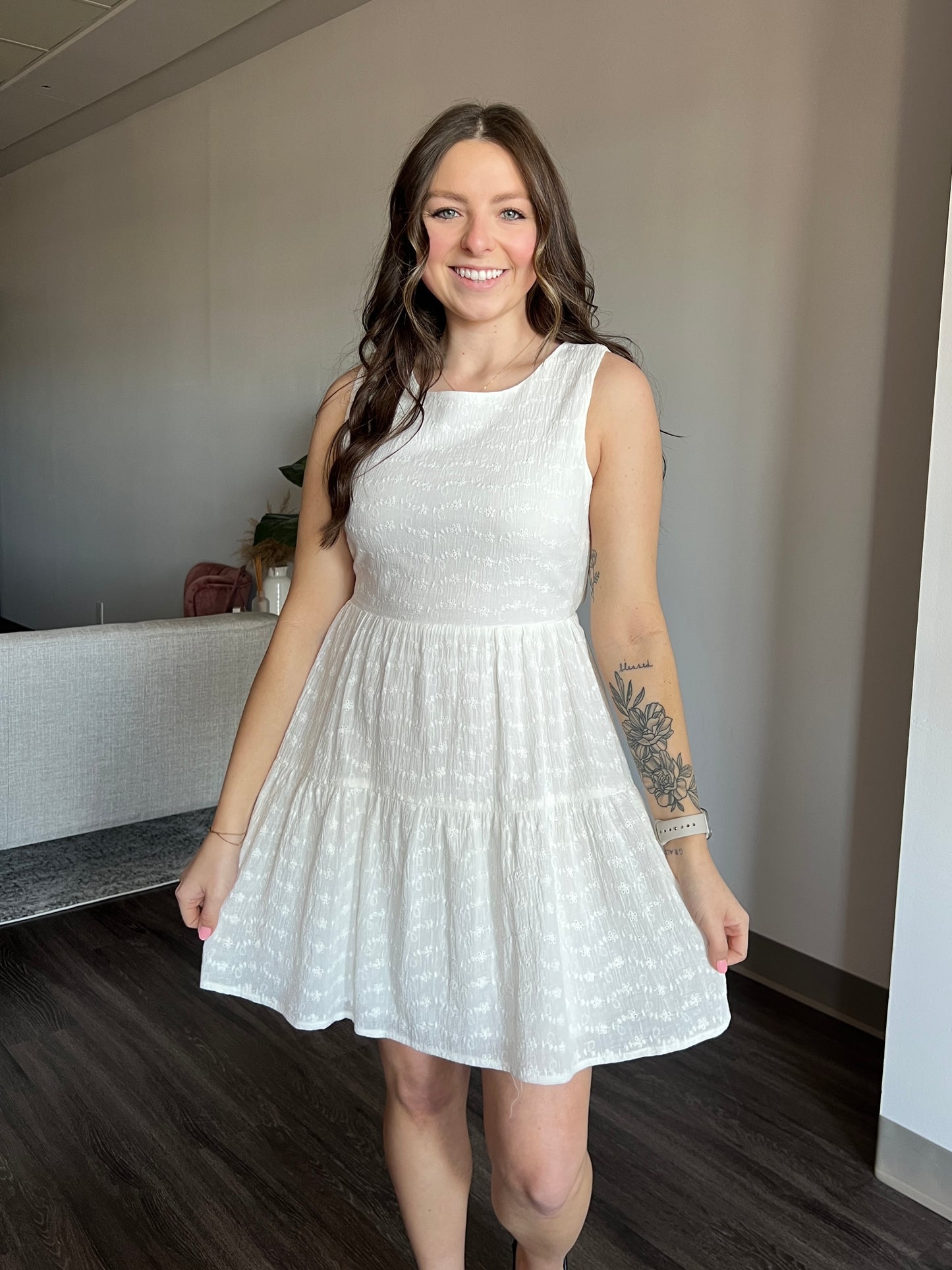 Ivory Open Back Mini Dress