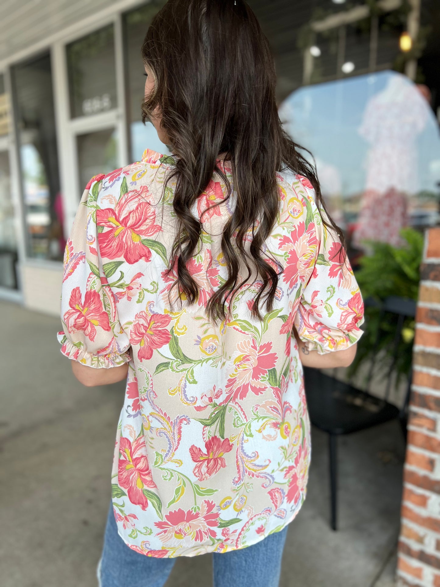 Floral V Neck Top