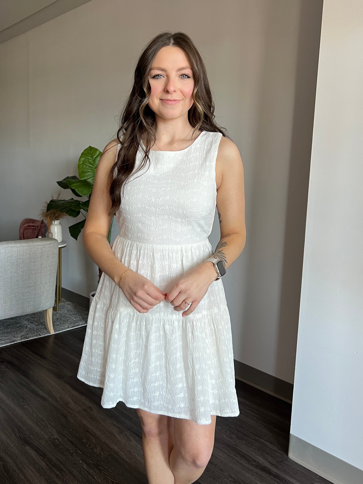 Ivory Open Back Mini Dress