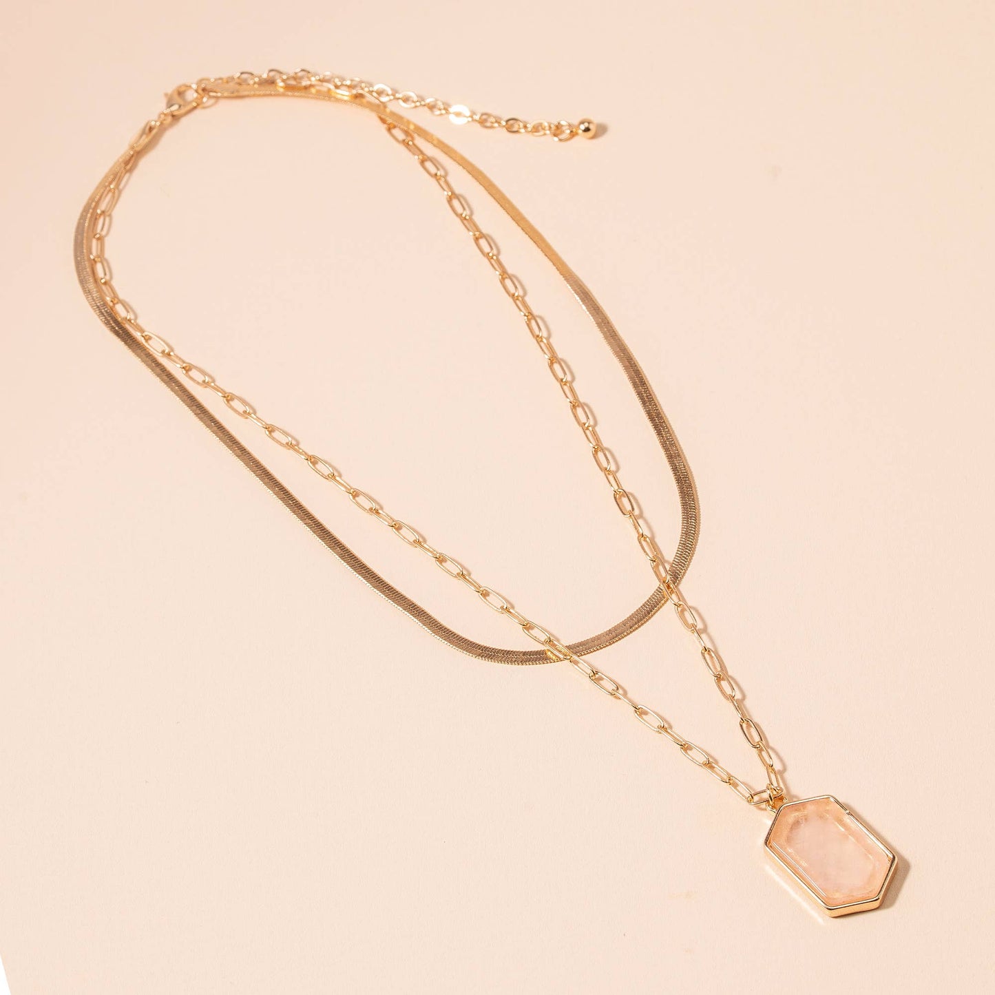 Layered Stone Pendant Necklace