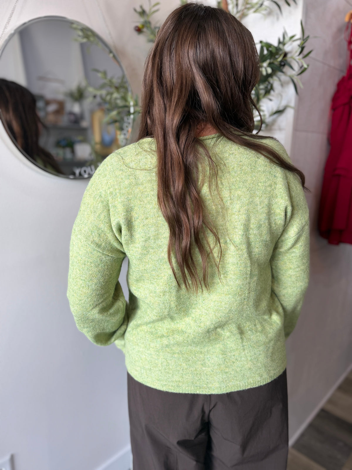 Green Button Down Cardigan Top