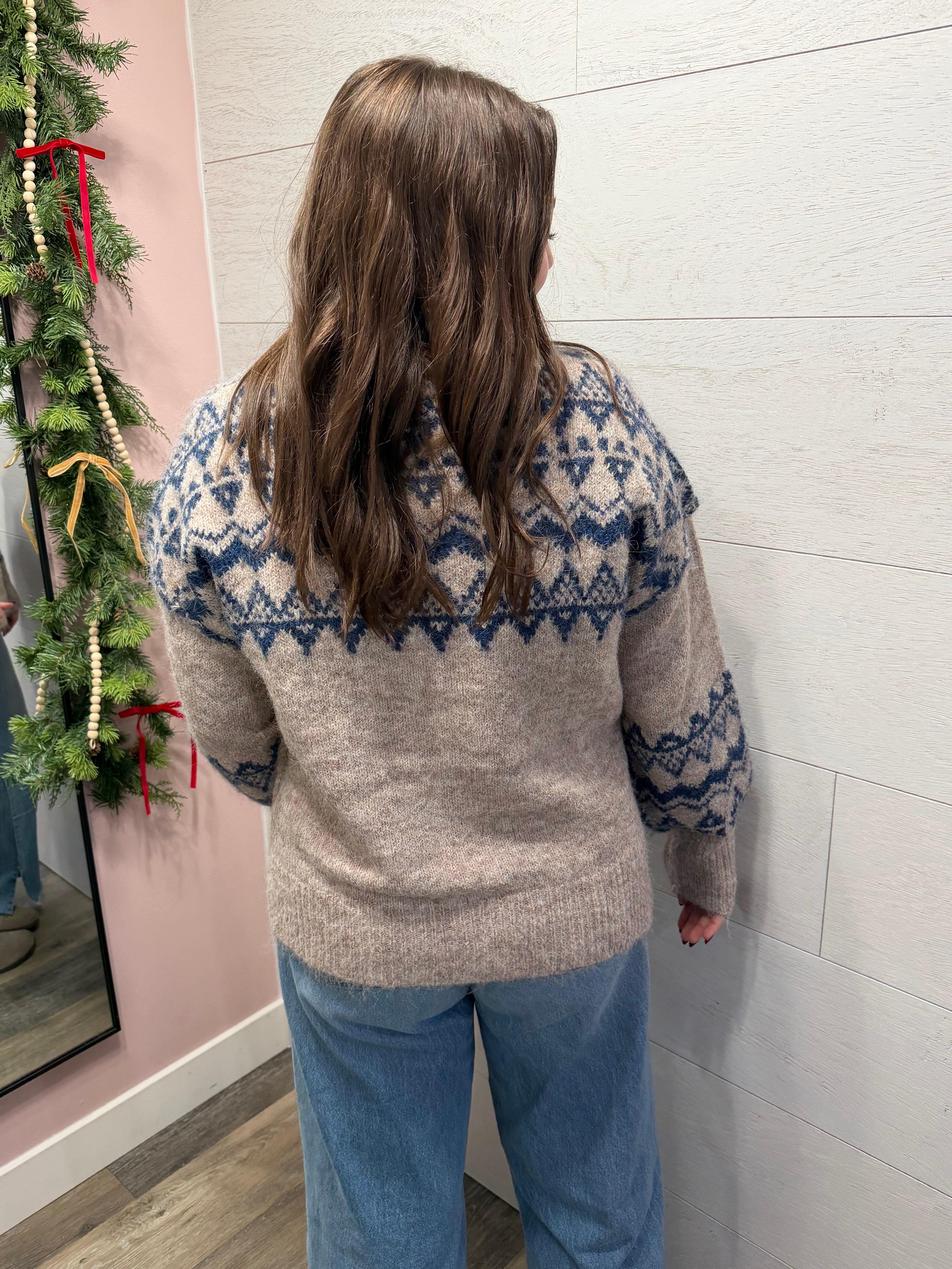 Blue Detailed Knitted Sweater - FINAL SALE